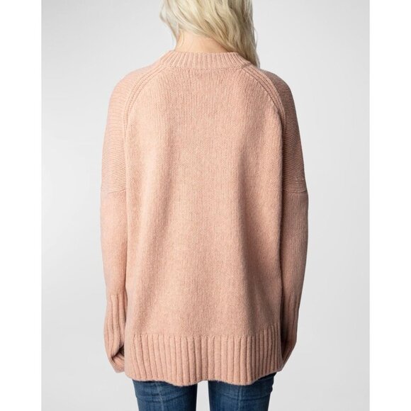 Zadig & Voltaire Malta Oversized Merino Wool Sweater In Blush Size Large - Picture 3 of 5